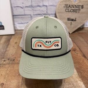 TX Fly Fishing Co Cap Hat Olive Green Rope Trucker Mesh SnapBack